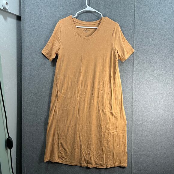 Cuddl Duds Cotton Core V-Neck Dress Honey Size Small - Picture 1 of 13
